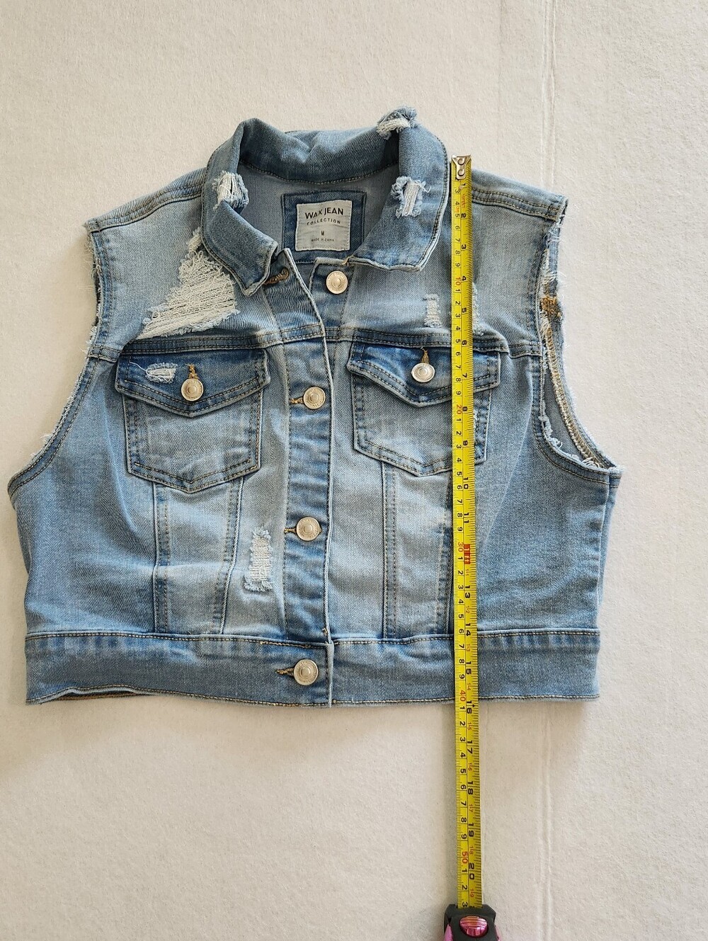 Wax Jean Light Blue Denim Vest Size Medium - Picture 4 of 7